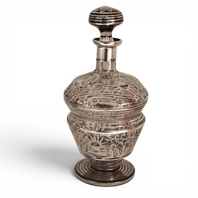Mid 20th Century Czech Bohemian Crystal Silver Overlay Decanter and Cordial Set - 7 pcs For Sale - Image 12 of 18