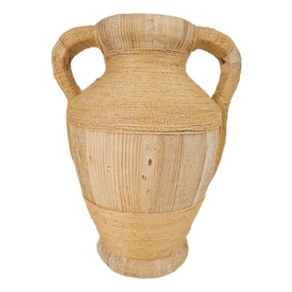 Mid-Century Terracotta Amphora Jar Vase with Handles, 1950s For Sale