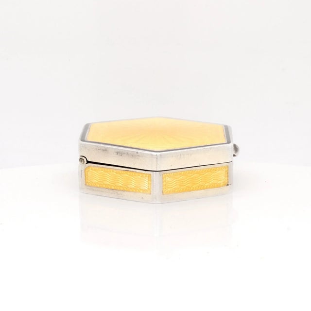 Metal Antique Austrian Art Deco Guilloche Enamel & Sterling Silver Compact / Pill Box For Sale - Image 7 of 13