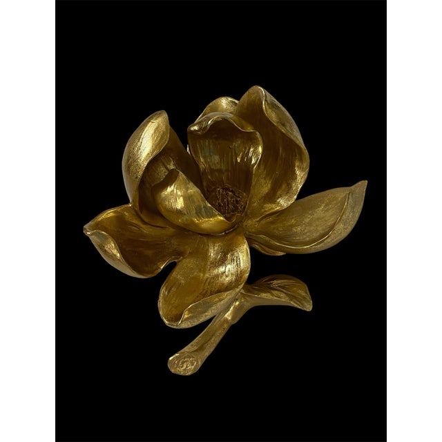 Decorative Gold Tone Magnolia Flower