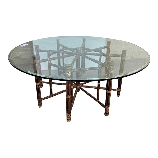 Large Elegant Restored Vintage Circular Dining or Center Table by McGuire . For Sale