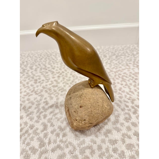 Sarreid Brass Bird/Falcon Sculpture on Brass Base For Sale - Image 10 of 10