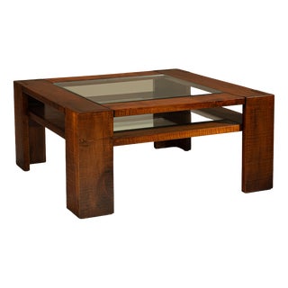 Square Coffee Table from Giuseppe Rivadossi in Slavonian Oak, Italy, 1980s For Sale