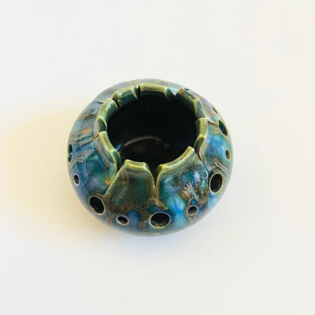 Mid-Century Modern Mid Century Monterey Jade Studio Pottery Vase - Blue and Green Glazes For Sale - Image 3 of 10