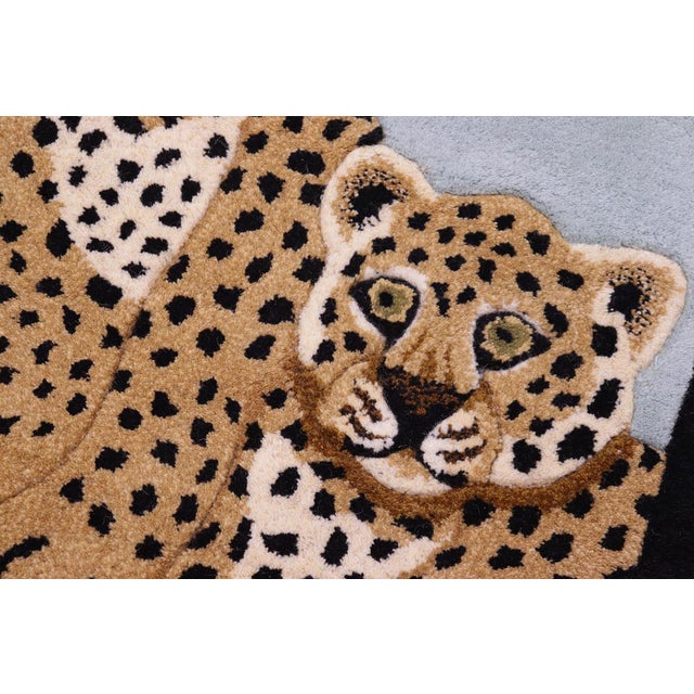 Shabby Chic Contemporary Baby Leopard Animal Design Area Rug For Sale - Image 3 of 13