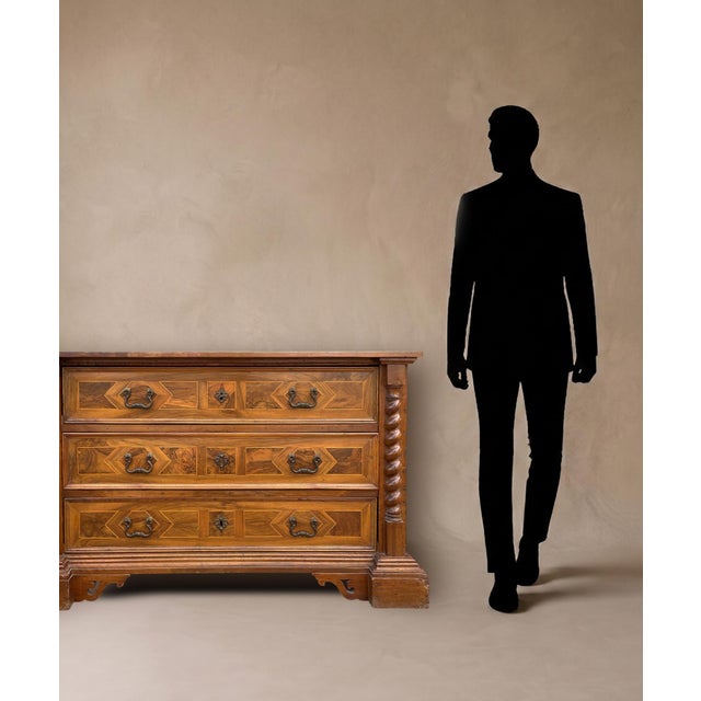 Antique Italian Commode in Walnut, 1800s For Sale - Image 10 of 12