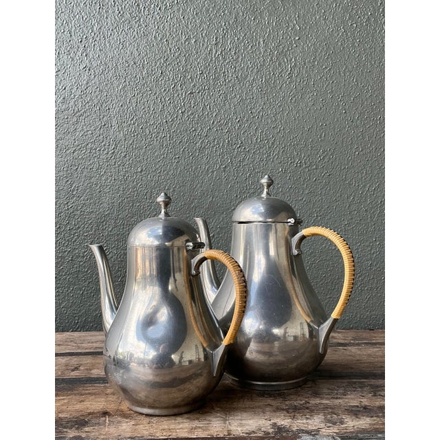 Vintage Wrapped Rattan Coffee Pots - Set of 2 For Sale - Image 4 of 12