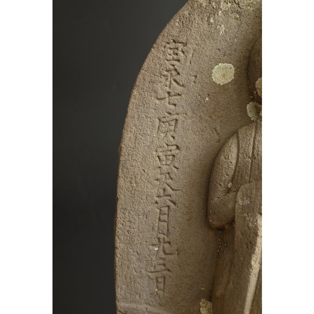 Antique Edo Period Stone Kannon Statue / Made in 1710 / Garden Decoration For Sale - Image 9 of 18