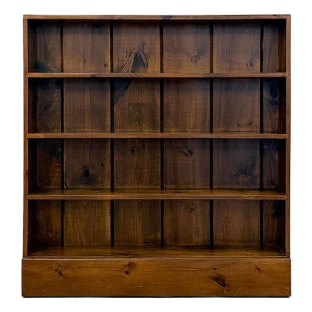 Vintage MCM Solid Walnut Four Shelf Bookcase Shallow Display MidCentury Shelving For Sale
