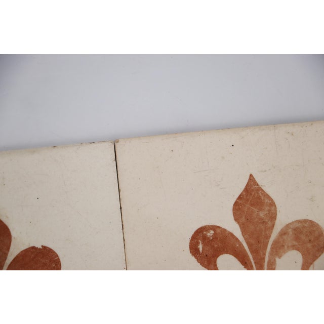 1900s Fleur De Lis Antique Set of Two Large Tiles, Portuguese For Sale - Image 6 of 12