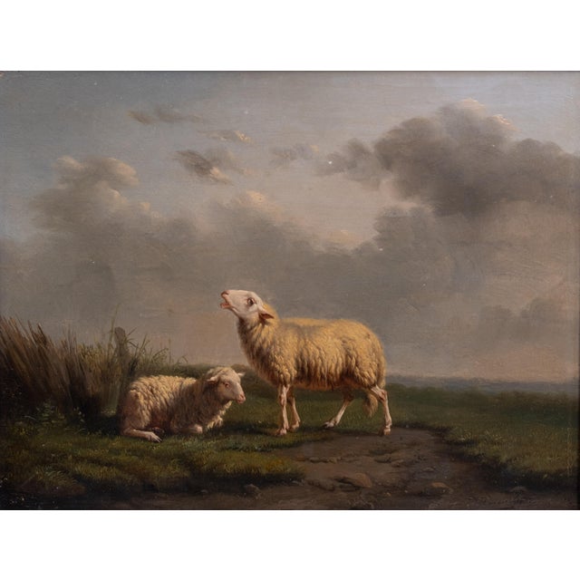 Mid 19th Century Eugène Verboeckhoven, Sheep, Oil on Panel, 1844 For Sale - Image 5 of 9