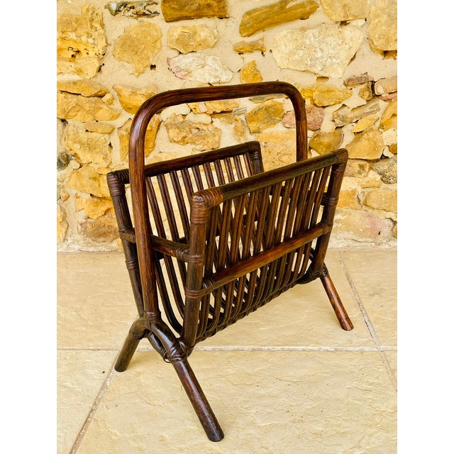 Vintage Bamboo Rattan Magazine Rack, 1970s For Sale - Image 16 of 17