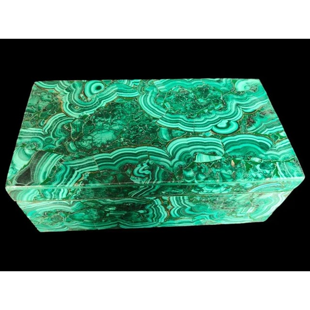 Gemstone Malachite Box, 20th Century For Sale - Image 7 of 11