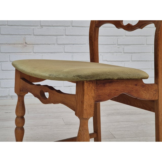 Danish Dining Chairs in Oak & Velour, 1970s, Set of 4 For Sale - Image 11 of 18