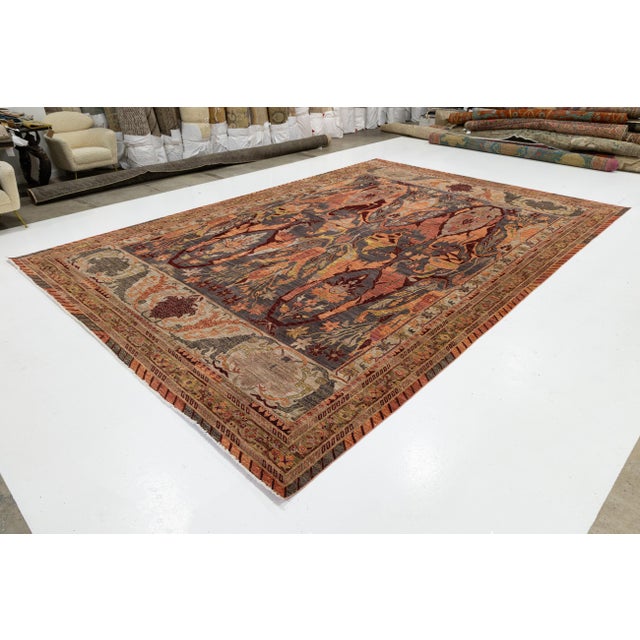 2010s Modern Bidjar Style Hand-Knotted Wool Area Rug - Charcoal, Rust & Amber 12x18 For Sale - Image 5 of 11
