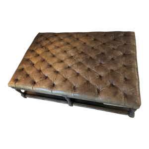 Perfect Blend of British Elegance & Modern Versatility With the Thomas Rectangular Chesterfield Leather Ottoman.