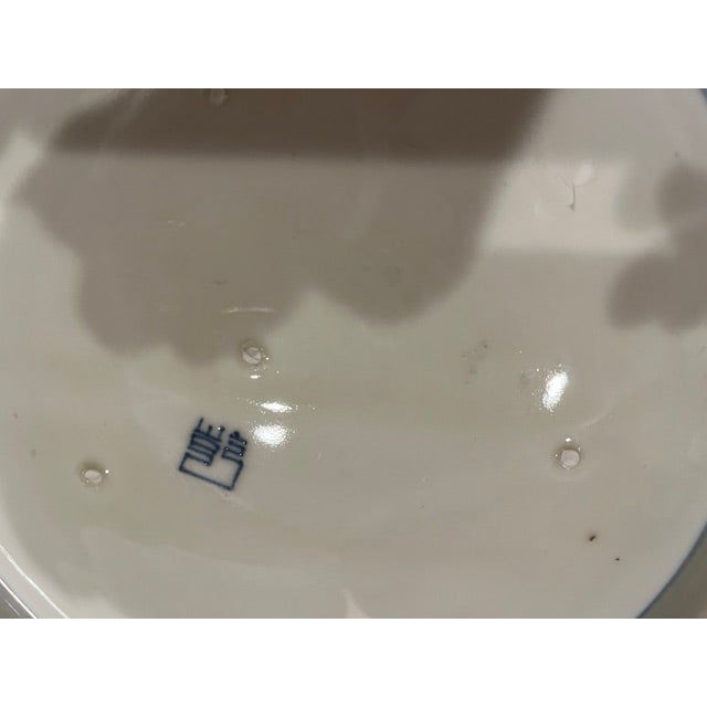 Antique Blue and White Japanese Floral Plate With Scalloped Edge For Sale - Image 12 of 18