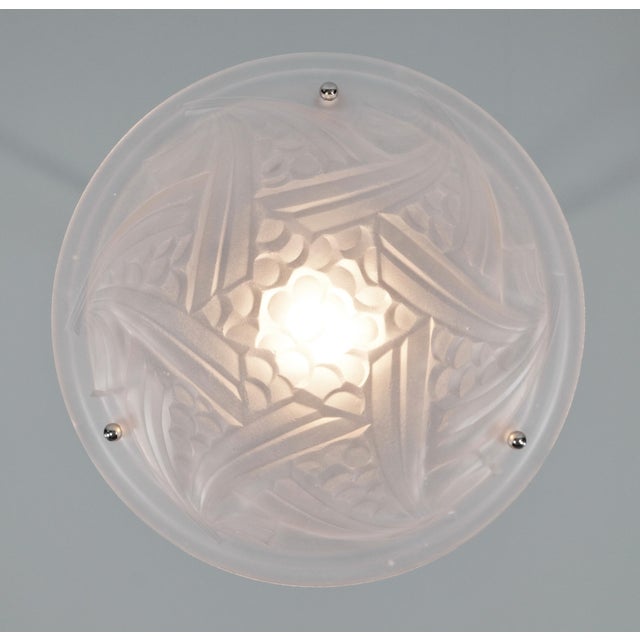 Metal French Art Deco Pendant Light by Degue 1930 France For Sale - Image 7 of 11