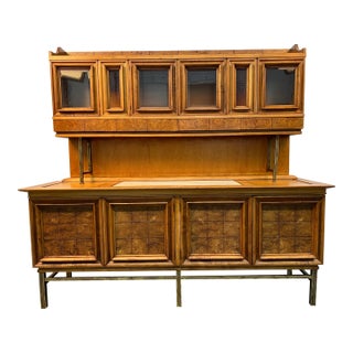 "Contempora" Mid-Century Modern Two-Piece Credenza and Hutch by J.l Metz For Sale
