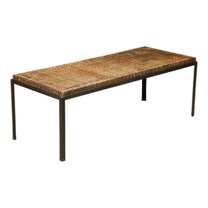 Caned Dining Table by Danny Ho Fong for Tropi-cal in Iron and Rattan, c 1960s