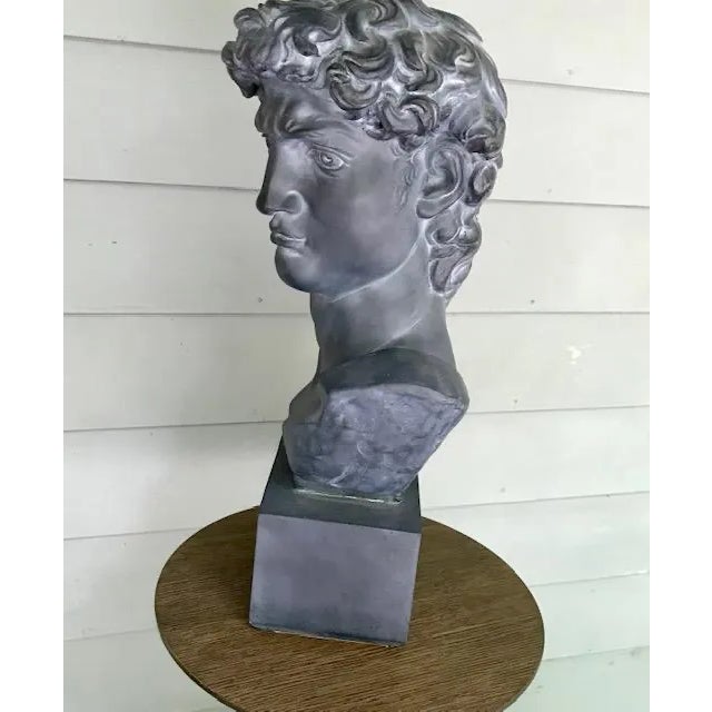 20th Century Plaster, Concrete & Resin Bust of David For Sale - Image 9 of 12