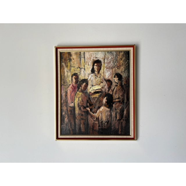 70's R. Bael Figurative Impressionist Abstract Oil Painting For Sale - Image 4 of 13