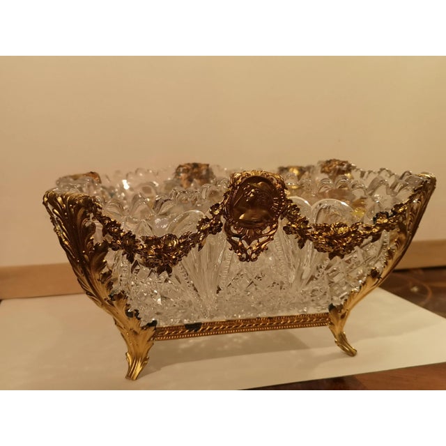 Crystal and Brass Centerpiece Vase For Sale - Image 6 of 18
