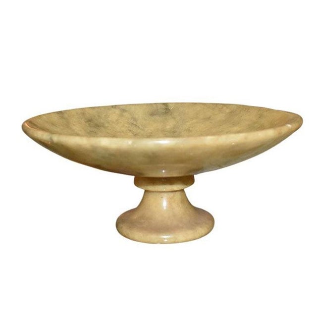 Round Yellow Stone Decorative Bowl or Catchall on Pedestal - Italy For Sale In Oklahoma City - Image 6 of 6