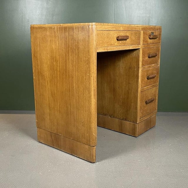 Art Deco Wooden Single Pedestal Desk For Sale - Image 9 of 12