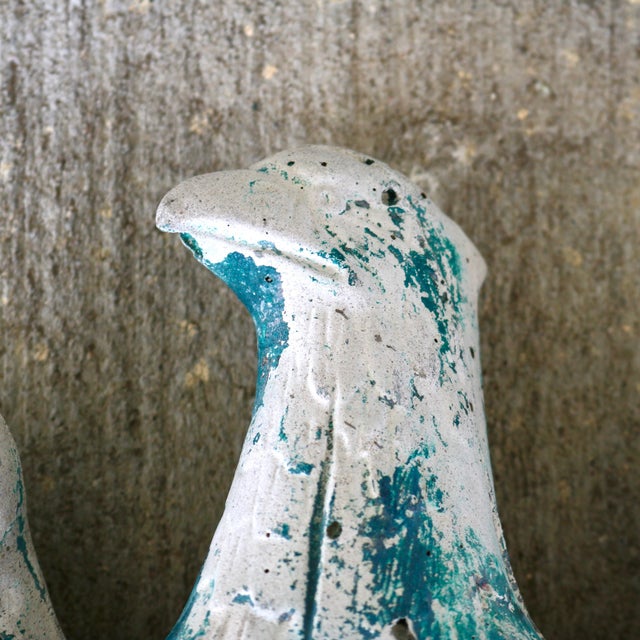 Pair of Vintage Federal Style Concrete Eagle Garden Finials - 16" For Sale - Image 10 of 12