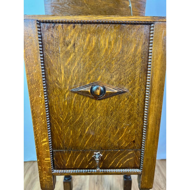 Sienna Antique Tiger Oak Cigar Humidor & Smoking Cabinet With Barley Twist Legs For Sale - Image 8 of 12