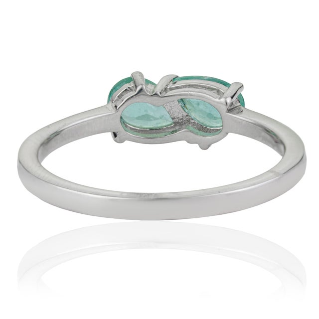Not Yet Made - Made To Order Hallmarked 925 Sterling Silver Pear Cut Natural Emerald Toi Et Moi Ring Size 7 For Sale - Image 5 of 12