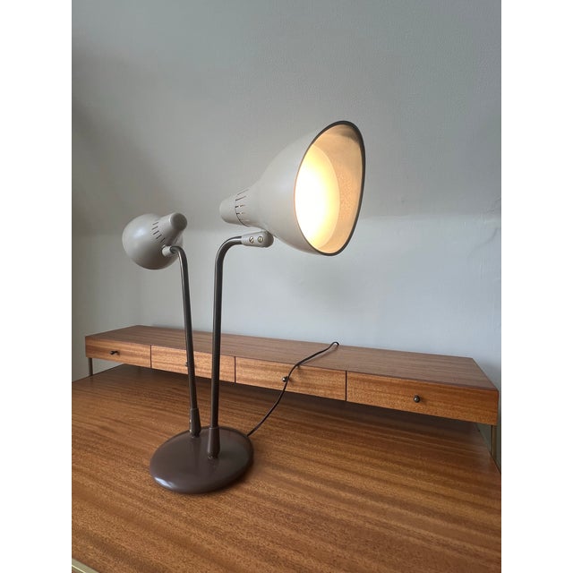 Metal Gerald Thurston Lightolier Adjustable Double Cone Brass Desk Lamp Mid Century Modern 1950s For Sale - Image 7 of 12