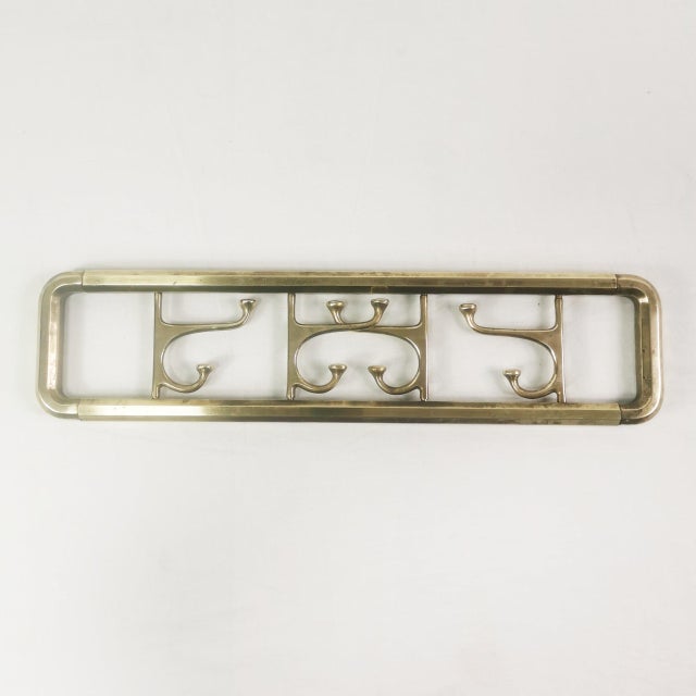 Gold Art Deco Brass Wall Hanger, Austria, 1940s For Sale - Image 8 of 14