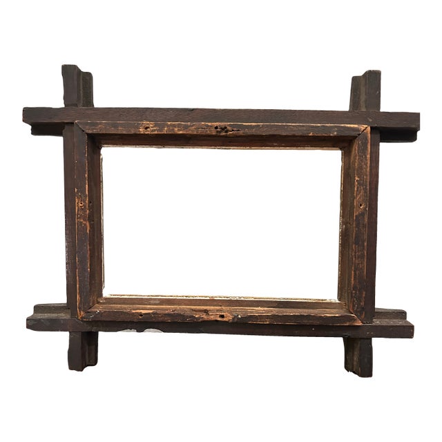 Simply Beautiful Hand Carved Antique Black Forest Wooden Frame With Gilded Liner For Sale