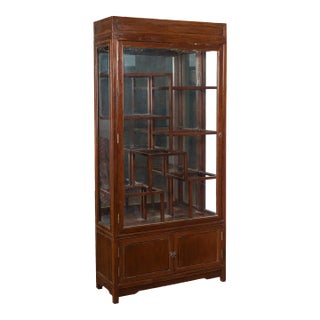 Qing Dynasty Style Retrofitted Vitrine Cabinet with Mirrors and Spot Lights For Sale