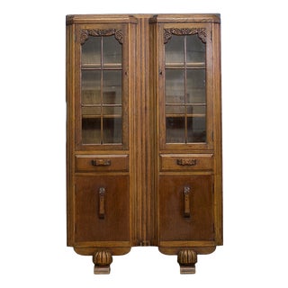Art Deco Display Cabinet in Glazed Oak, 1930s For Sale