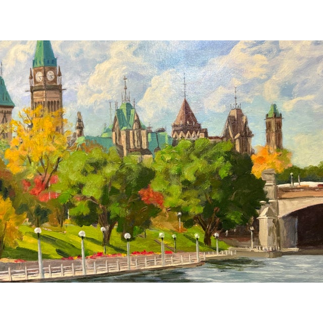 Vintage Large Cityscape Painting of Ottawa by Pina Manoni-Rennick For Sale - Image 10 of 11