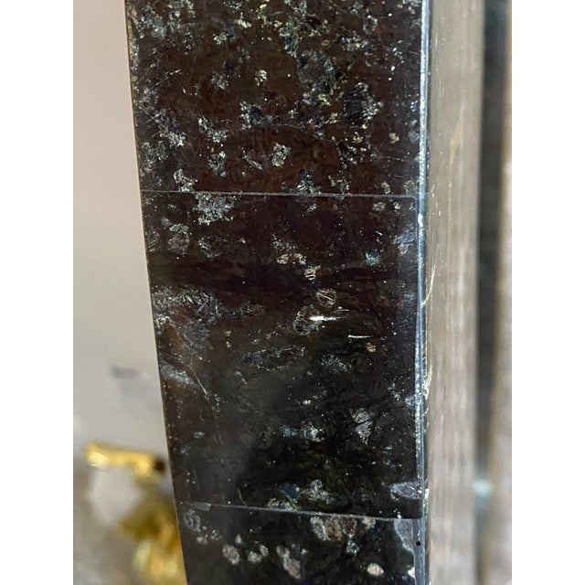 Maitland Smith Tessellated Marble Wall Mirror Brass Greek Key Motif For Sale - Image 9 of 13