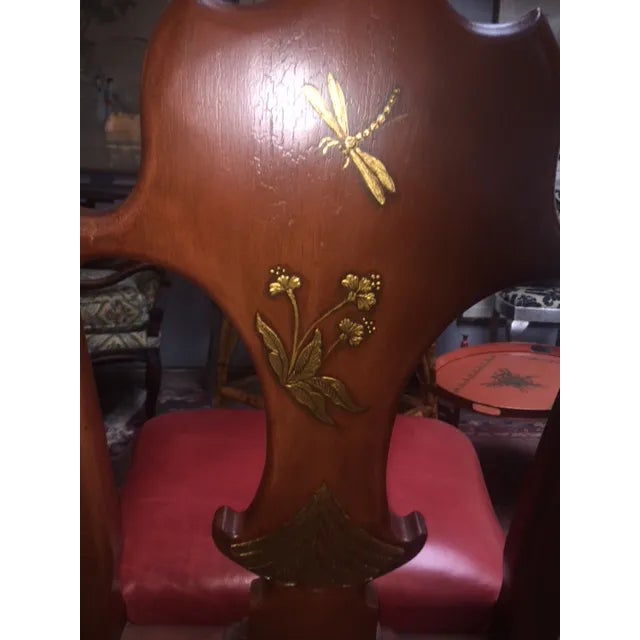 Animal Skin Red Chinoiserie Dining Chair For Sale - Image 7 of 13