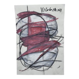 Late 20th Century Charcoal Abstract Drawing Signed Viggiani For Sale