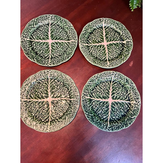 Contemporary 1950s Portugese Cabbage Pattern Plates - Set of 4 For Sale - Image 3 of 7