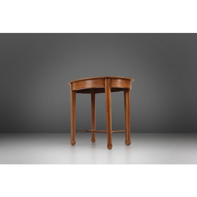 Art Deco French Oval Side Table in Oak, 1930s For Sale - Image 9 of 12