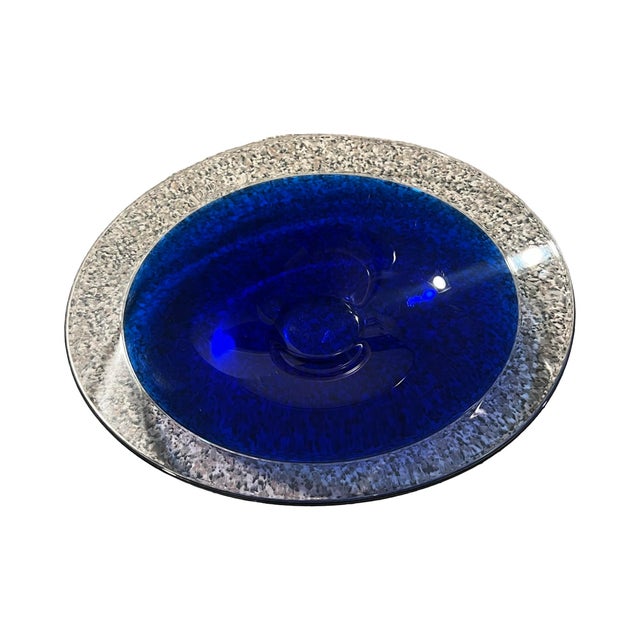 Vintage Maleras Sweden Crystal Art Glass Bowl Cobalt Blue Original Box Swedish MCM Art Glass Catchall For Sale - Image 4 of 10