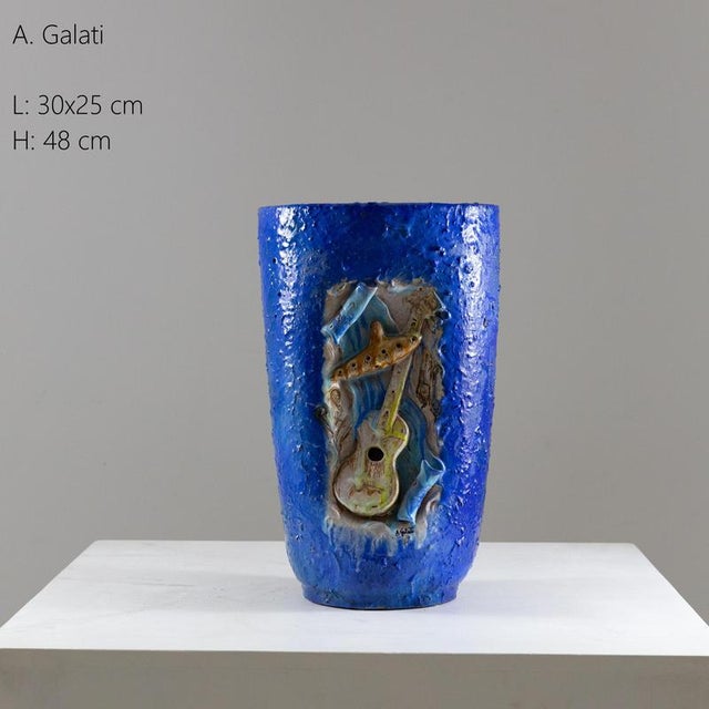 Blue Vase from A. Galati, 1980s For Sale - Image 4 of 10