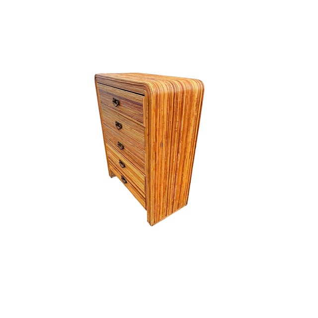 Brown Mid 20th Century Pencil Reed Rattan Crespi Style High Chest Dresser For Sale - Image 8 of 18