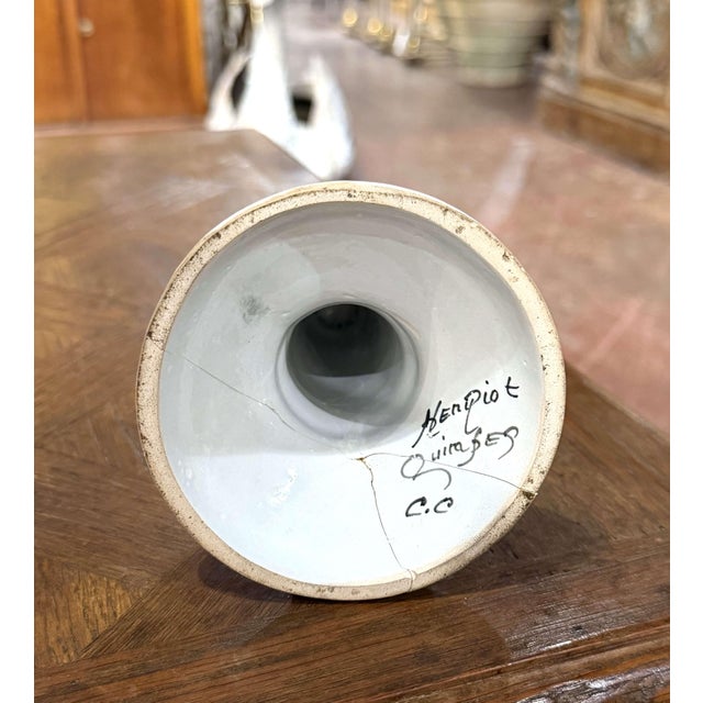 Early 20th Century French Henriot Quimper Hand-Painted Faience Candlestick For Sale - Image 9 of 10