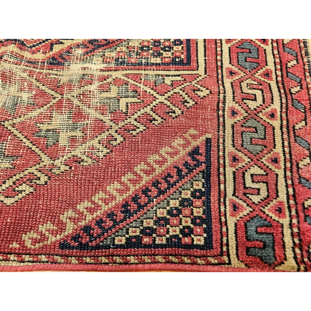 19th Century Antique Turkish Village Rug, Handwoven Wool, Geometric, 1900s, 3' x 3' For Sale In Chicago - Image 6 of 10