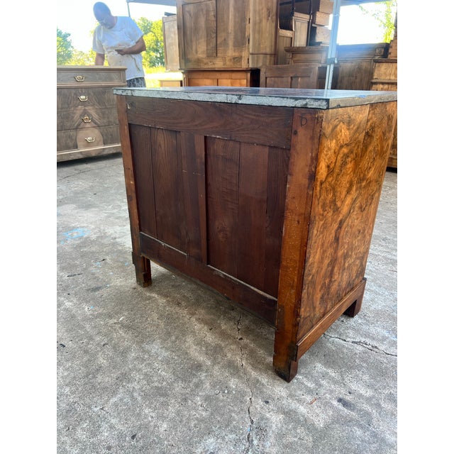 French 19th Century Empire Marble Top Burl Walnut Commode For Sale - Image 6 of 12