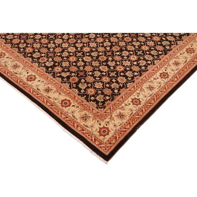 Boho Chic Ziegler Brown Beige Hand-Knotted Wool Rug - 9'10'' X 13'10'' For Sale In New York - Image 6 of 8
